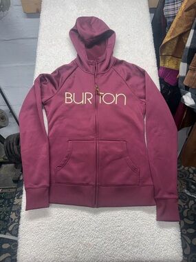 Burton Maroon Full-Zip Hoodie, size Medium, small snag back lower left see photo
